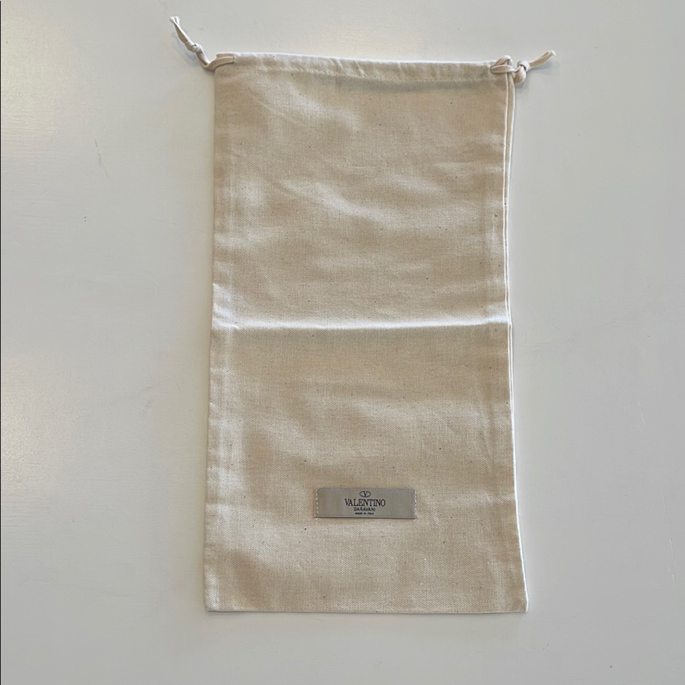 Valentino Dust Bag Cream Drawstring Travel Storage Case Purse Shoes 15" x 8" NEW